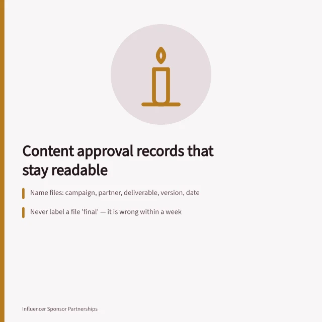Card on naming, storing and retaining content approval records. Content approvals tools: a guide to the criteria