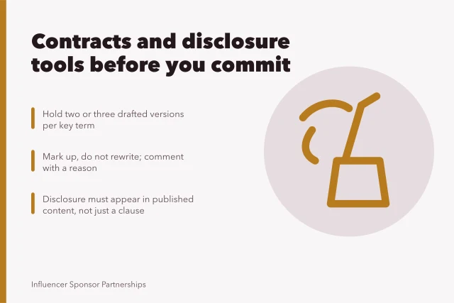 Contract clause library and disclosure checklist for influencer brand deals. How to judge contracts and disclosure tools before you commit
