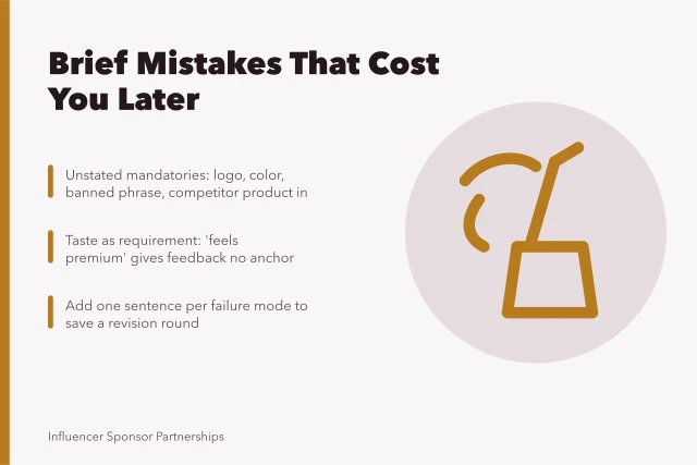 Card on campaign brief mistakes: unstated mandatories, vague taste, missing failure examples. Campaign briefs mistakes: what goes wrong and why